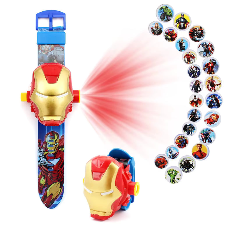 Children's Watches Cartoon Hero Frozen Spiderman Iron Man Captain America Hello Kitty Kids' Flip Projection Quartz Digital Wristwatch