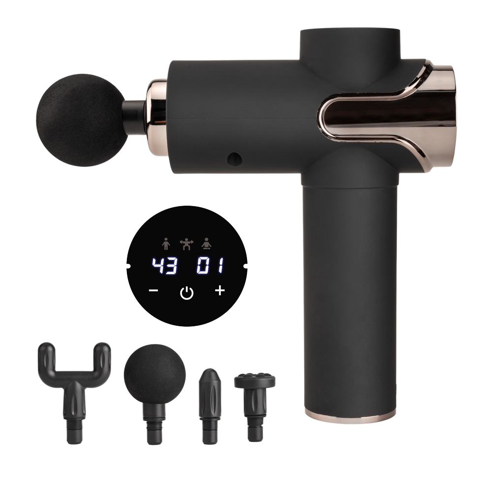 99-Speed Rechargeable Massage Gun with LCD Touch Screen and 4 Massage Heads