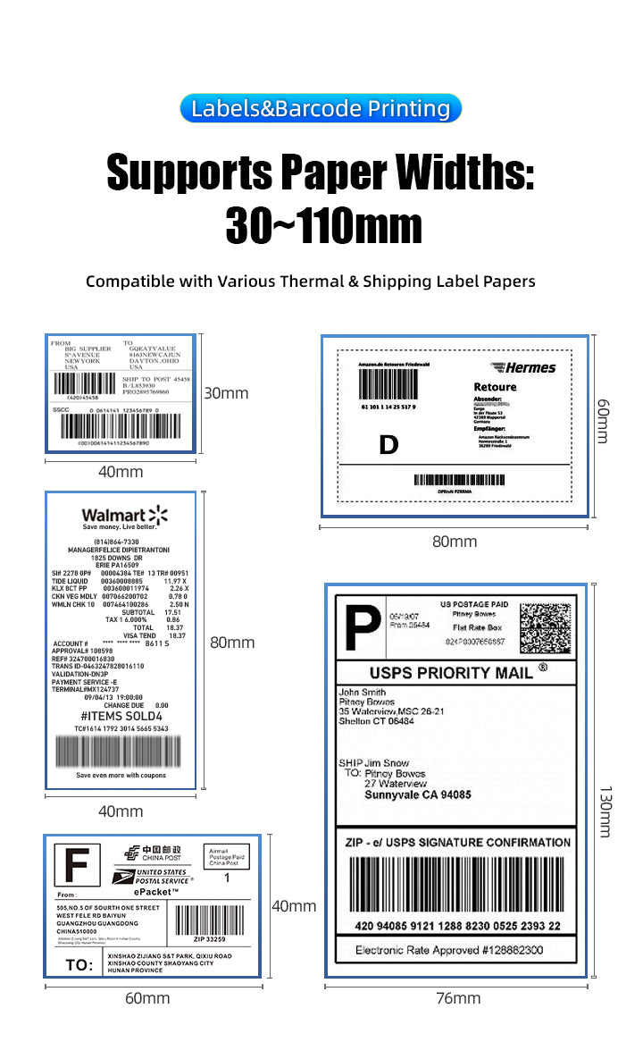 Thermal Label Printer USB & Bluetooth – POS9260 | Android, iPhone, Windows & Mac