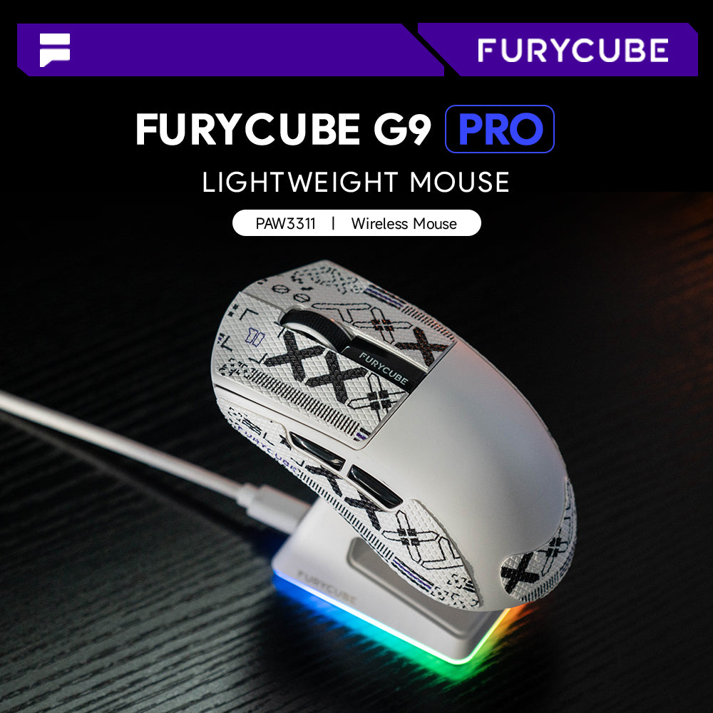 FURYCUBE G9 PRO Tri-Mode Wireless Gaming Mouse with RGB Charging Dock | PAW3311 | 22000 DPI - Jackson’s Cool Stuff