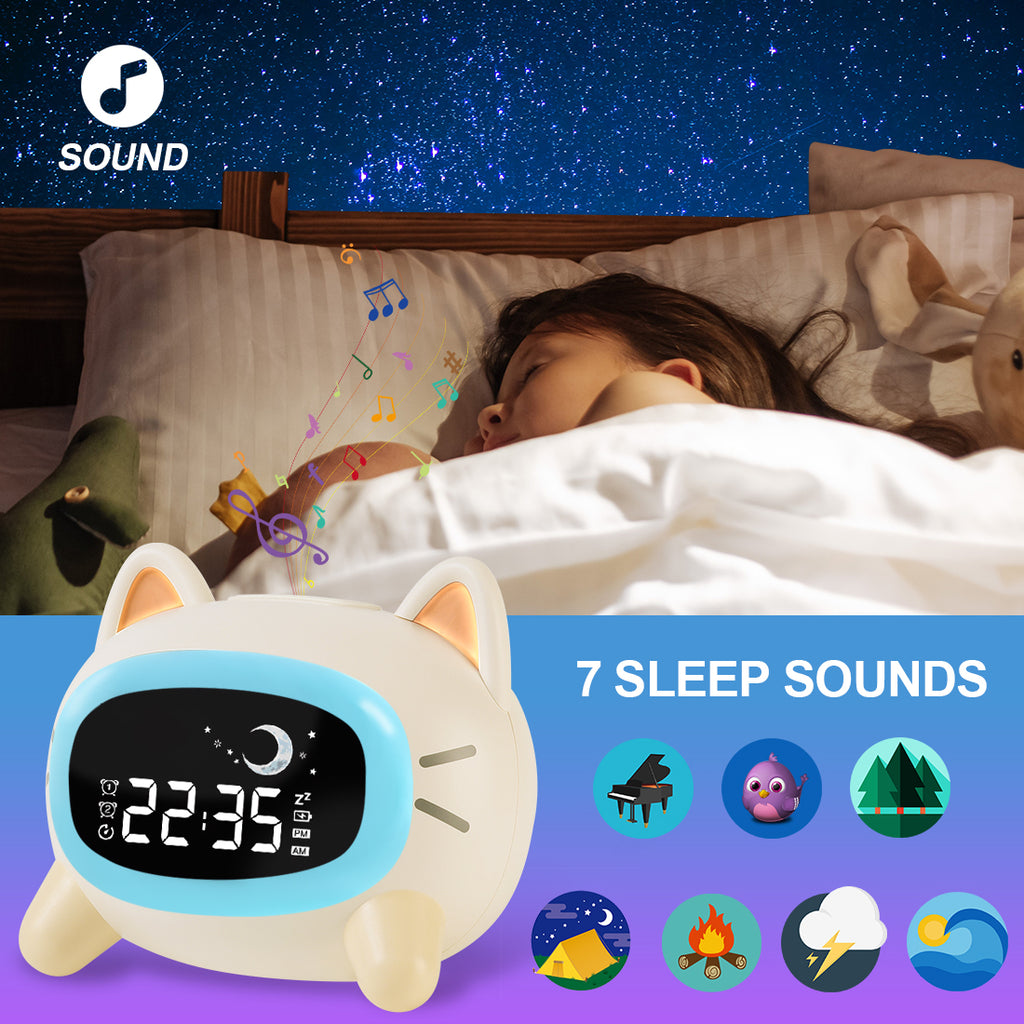 Kids Sleep Trainer & Sunrise Alarm Clock with 7-Colour Night Light & White Noise Machine