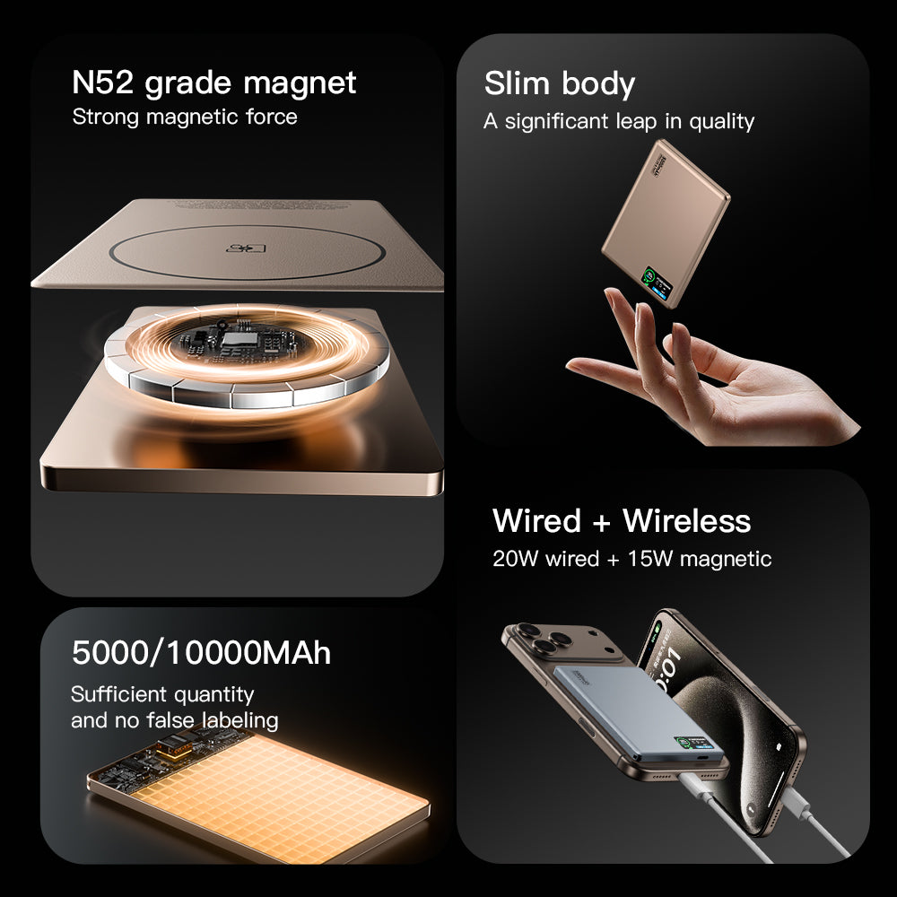 Ultra-Slim Magnetic Power Bank 5000mAh with Digital Display - HDL-007