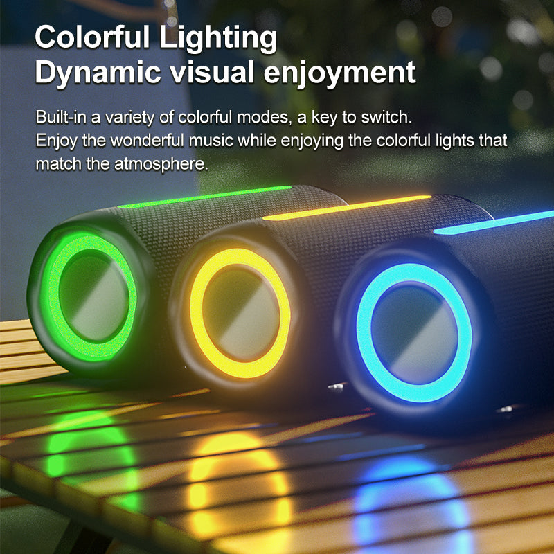 Portable Outdoor Bluetooth Speaker – 16W Subwoofer with RGB LED Lighting