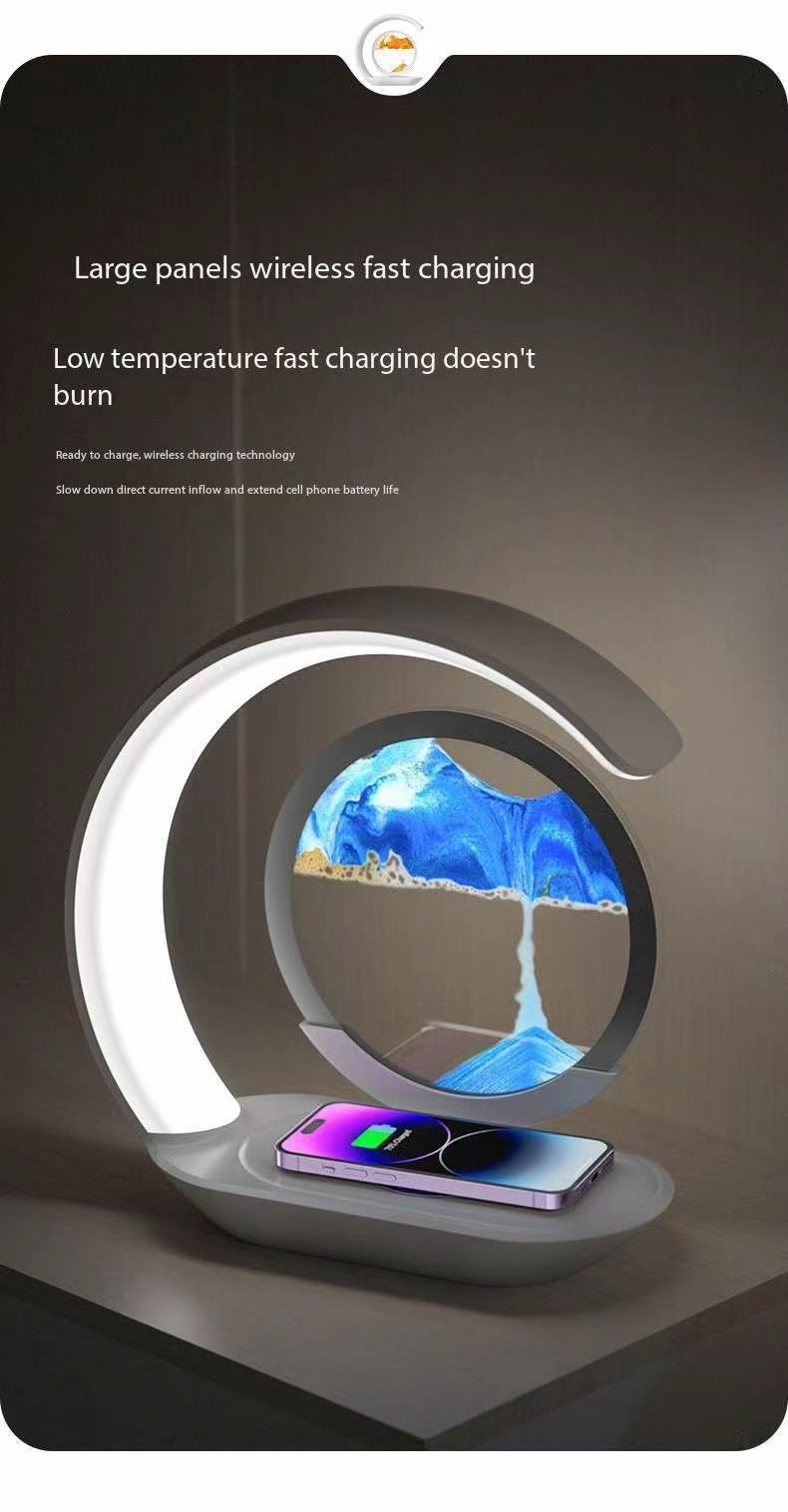 Smart Desk Lamp with Wireless Phone Charging & Quicksand Art | LED Night Light