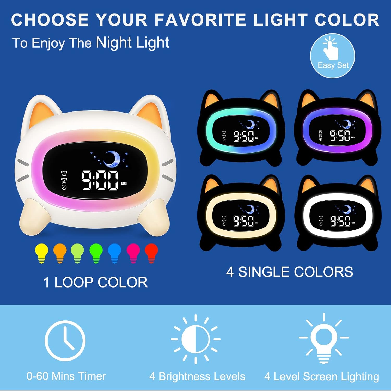 Kids Sleep Trainer & Sunrise Alarm Clock with 7-Colour Night Light & White Noise Machine