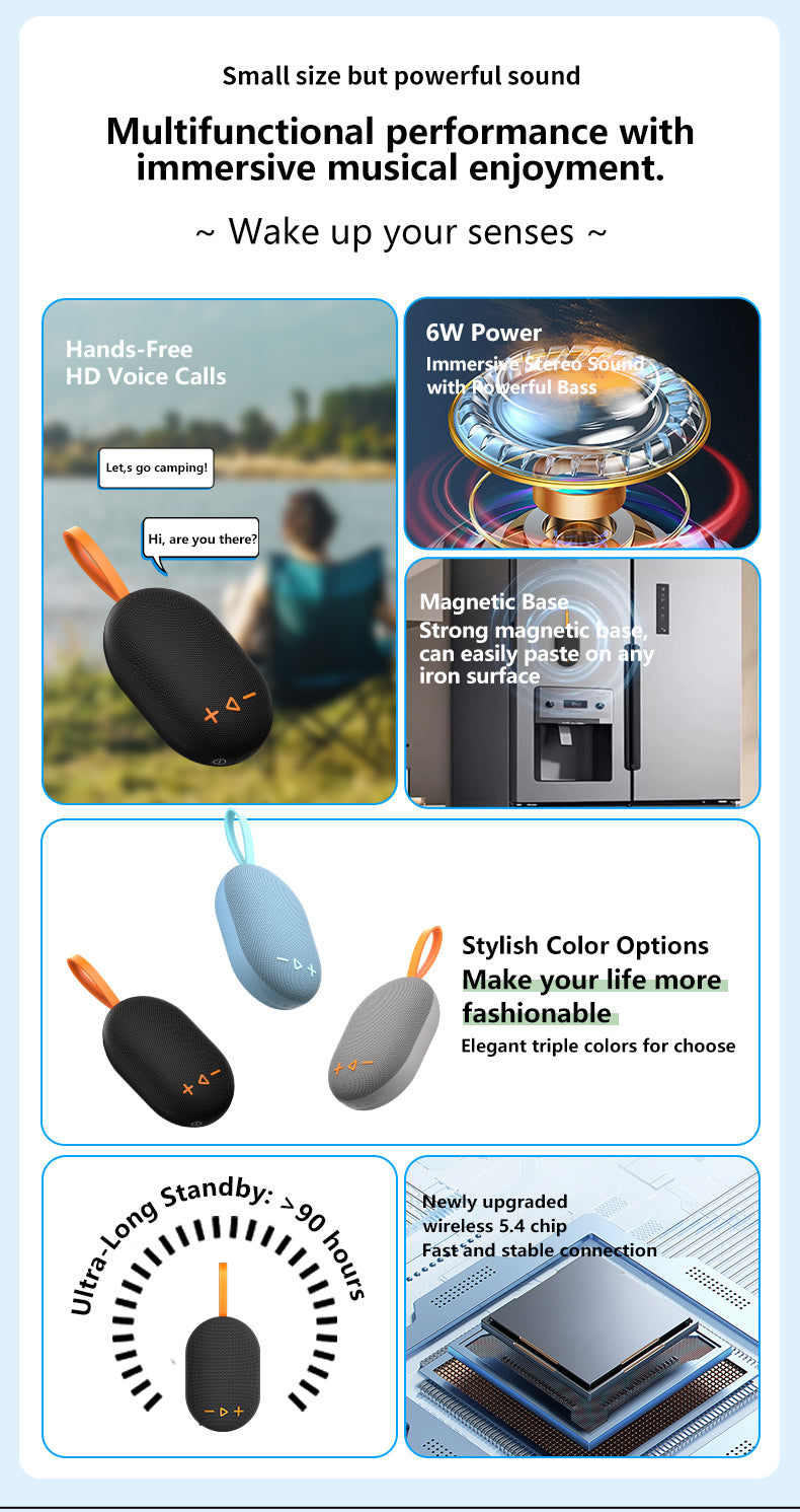 Mini Boombox Wireless Magnetic Bluetooth Speaker – Waterproof Portable Outdoor Speaker