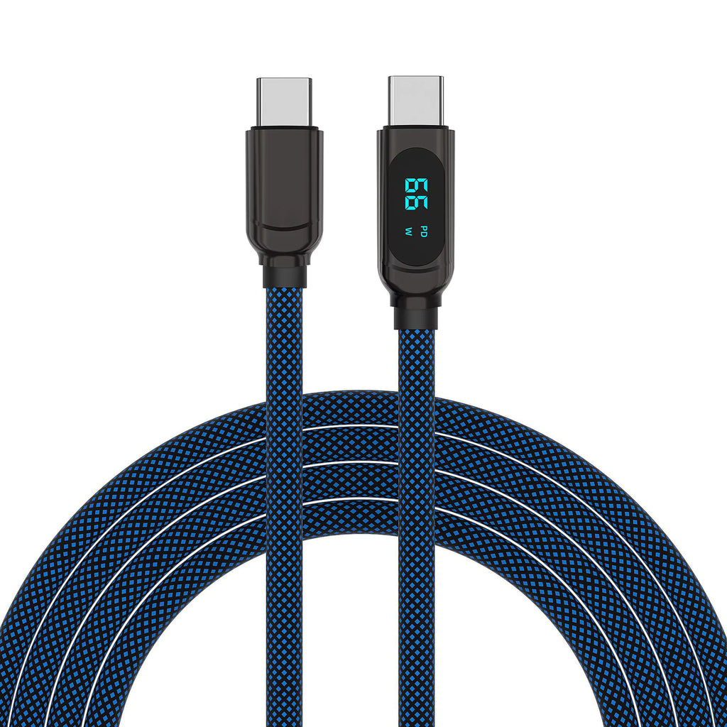 100W Digital Display Braided USB-C Charging Cable for iPhone – 2m Fast Charge