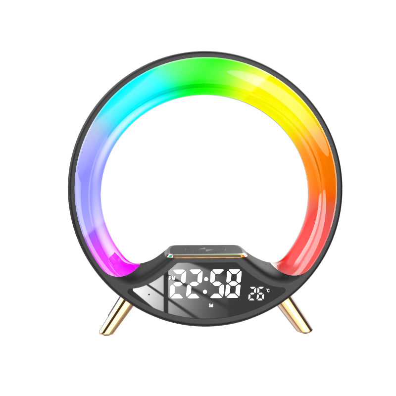 RGB Bedside Lamp with Bluetooth Speaker, Wireless Charger & Sunrise Alarm Clock