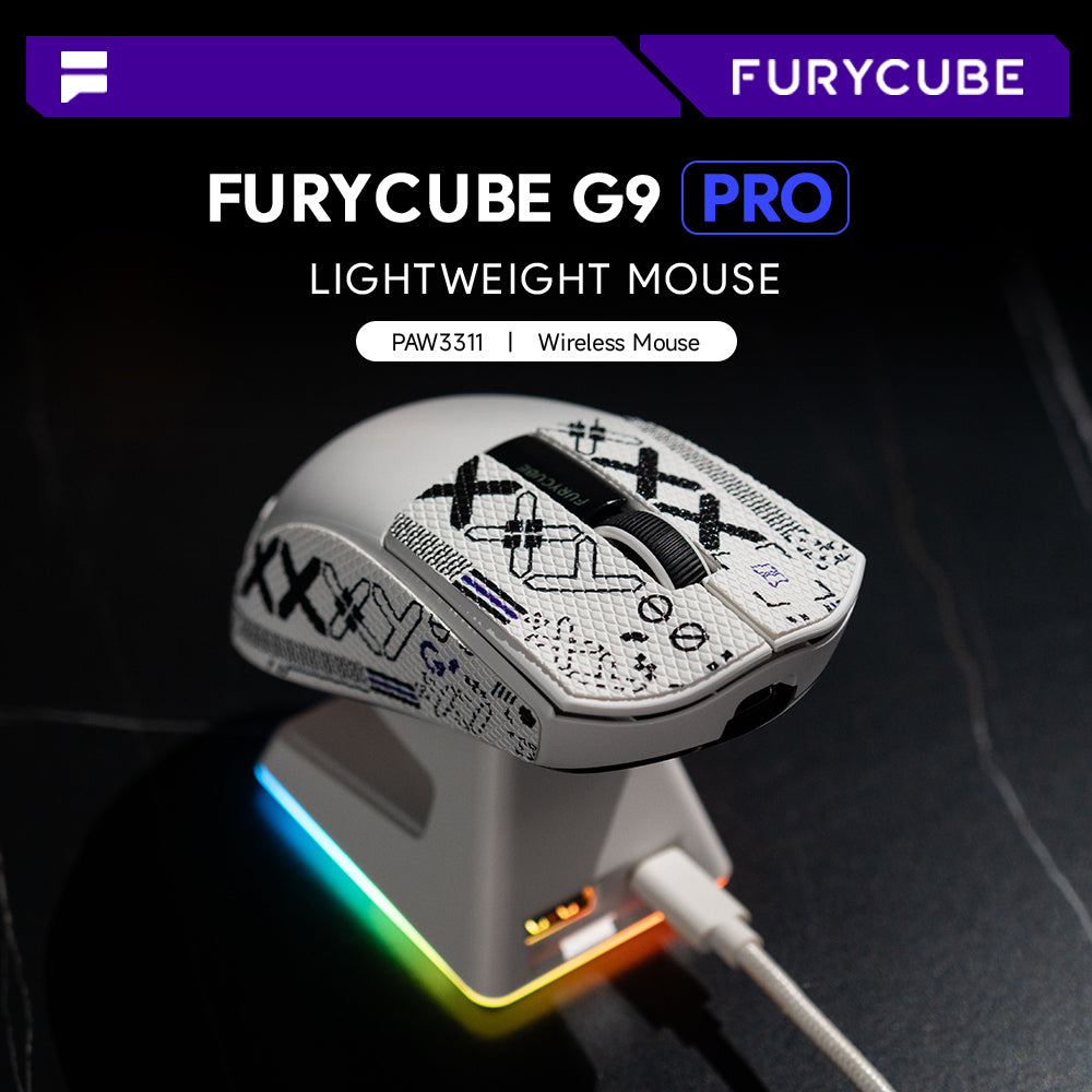 FURYCUBE G9 PRO Tri-Mode Wireless Gaming Mouse with RGB Charging Dock | PAW3311 | 22000 DPI - Jackson’s Cool Stuff