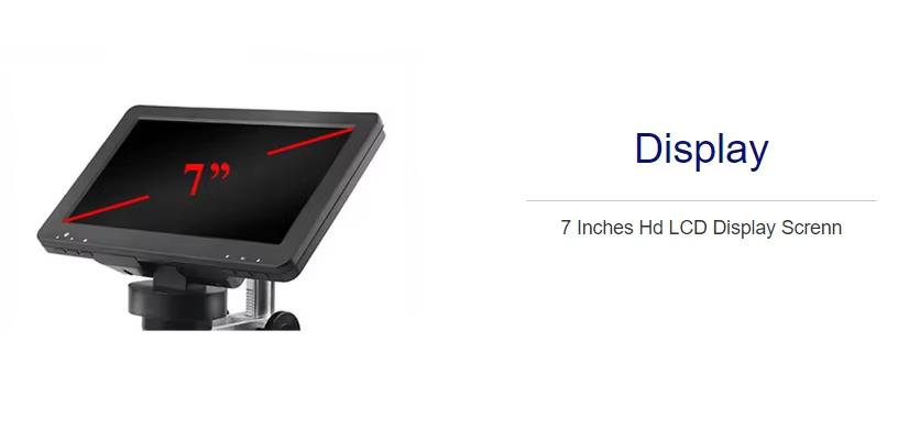 Digital USB Stereo Microscope 1200X with 7" HD Display & LED Light