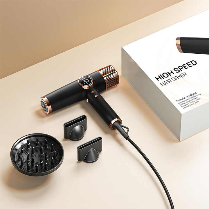 Ionic Hair Dryer 1800W | 110,000 RPM Brushless BLDC Motor, LCD Thermo-Control with Diffuser & Concentrator