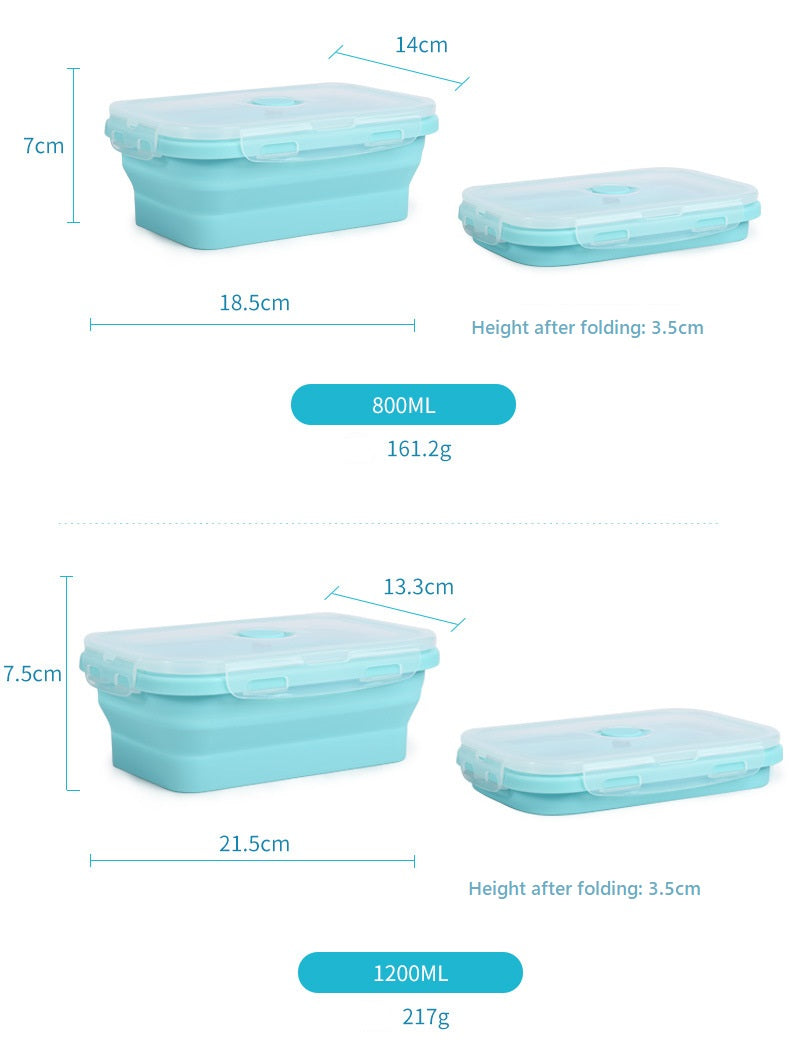 Collapsible Silicone Lunch Box Set of 4 | Microwave Safe Food Containers with Plastic Lids - Jackson’s Cool Stuff