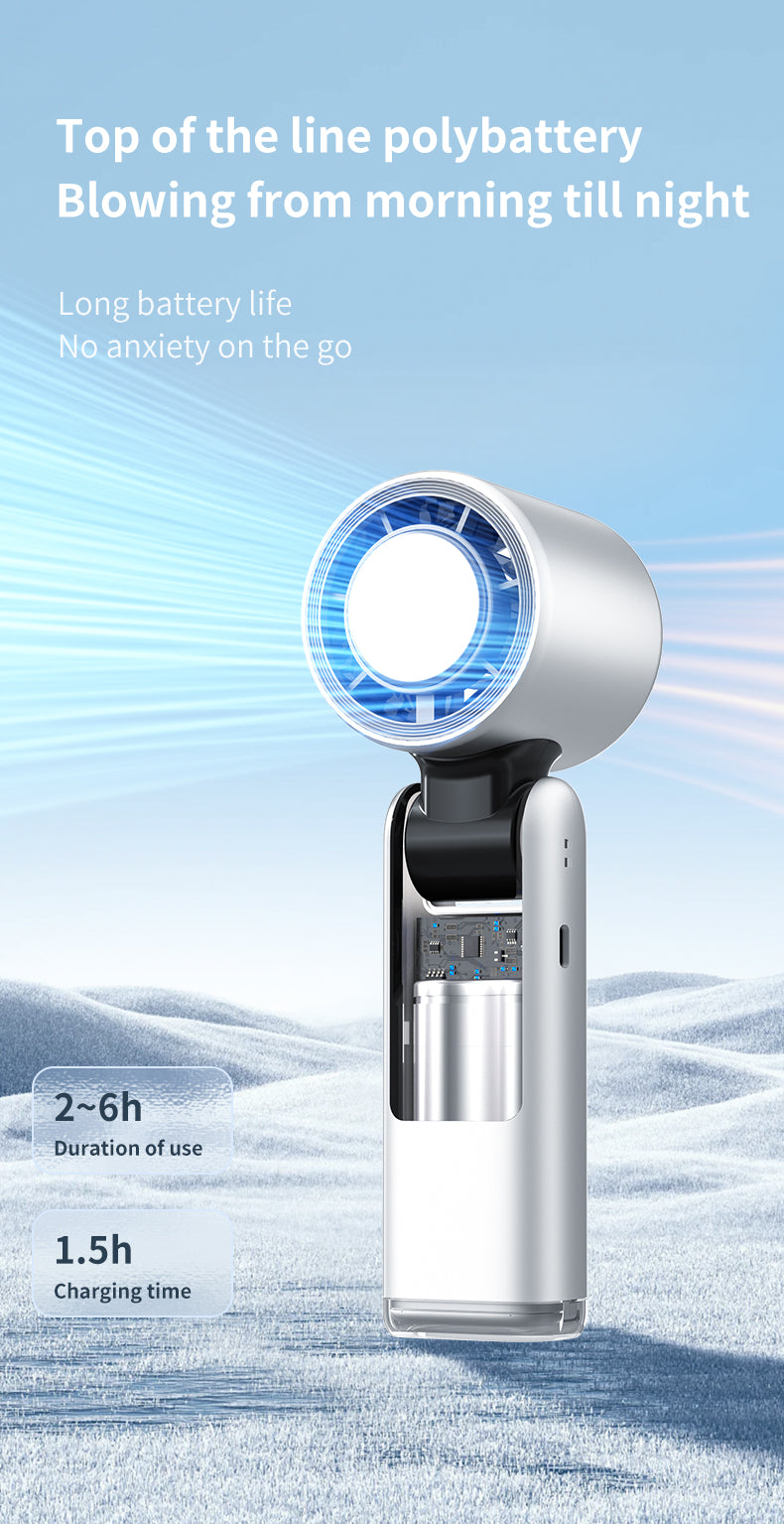 High-Speed Ice Compress Handheld Fan with Digital Display | 100 Speed Foldable Cooling Fan
