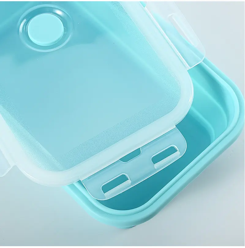 Collapsible Silicone Lunch Box Set of 4 | Microwave Safe Food Containers with Plastic Lids - Jackson’s Cool Stuff