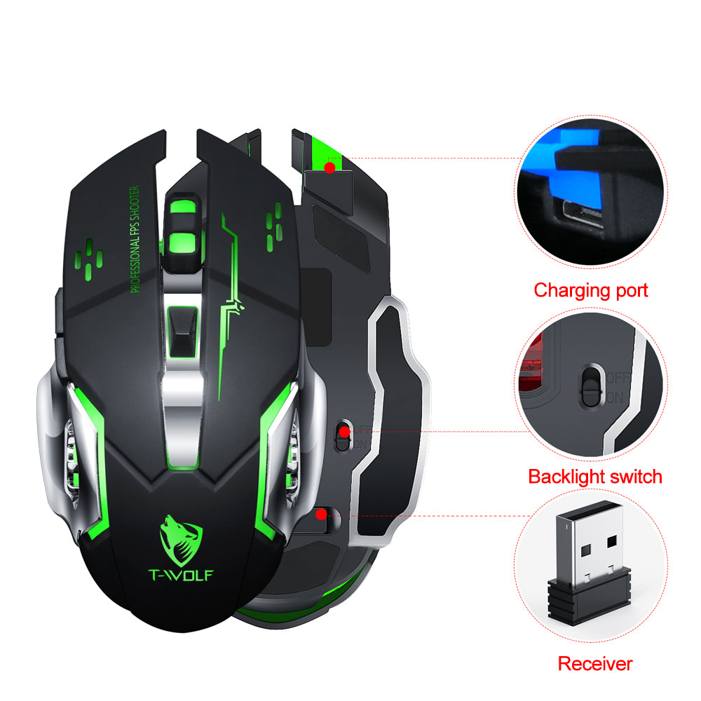 T-WOLF Q13B Dual-Mode Rechargeable Wireless Gaming Mouse