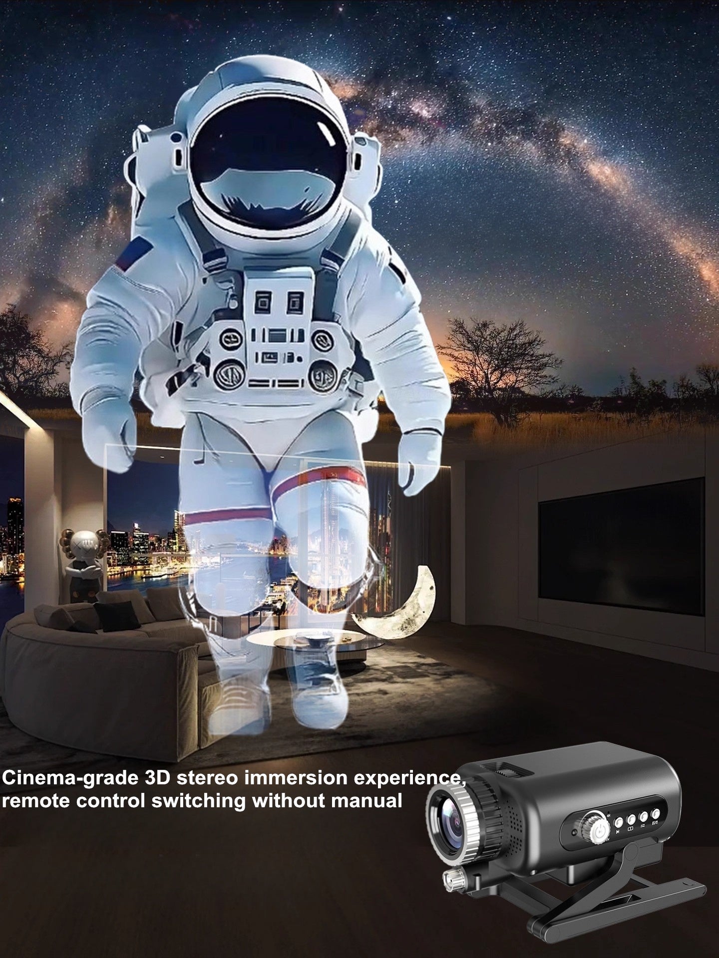 3D Galaxy Projector – 60 Dynamic Scenes, HD Planetarium with Bluetooth Speaker