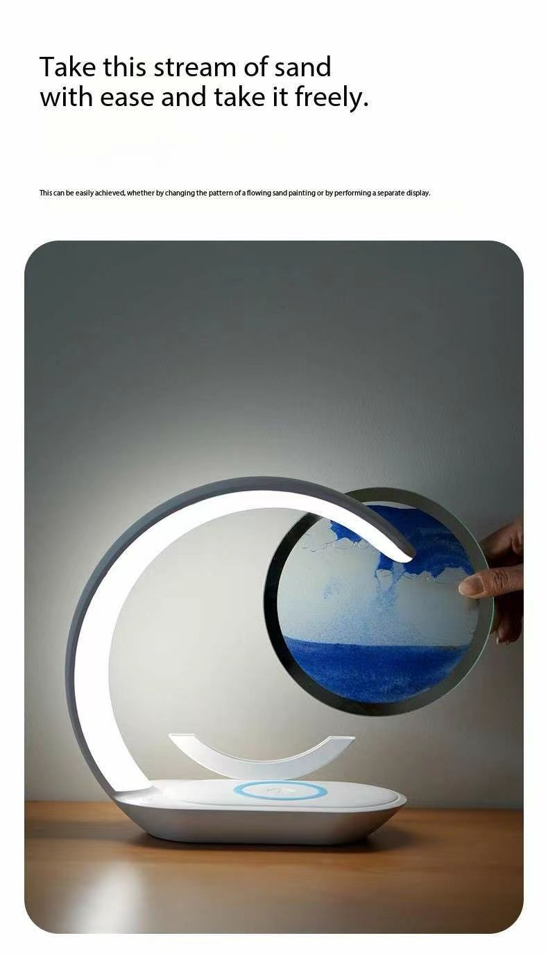 Smart Desk Lamp with Wireless Phone Charging & Quicksand Art | LED Night Light