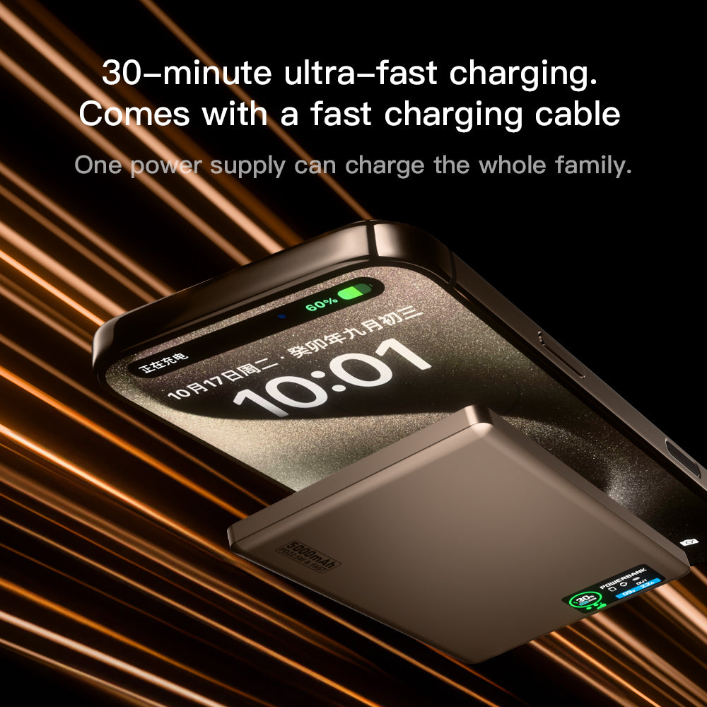 Ultra-Slim Magnetic Power Bank 5000mAh with Digital Display - HDL-007