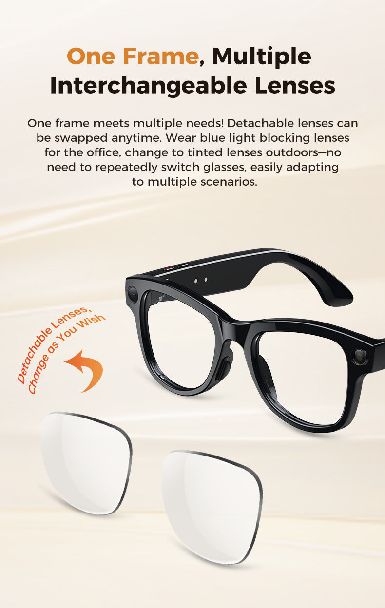 M02 Ultra AI Smart Glasses – 8MP Dual Camera, 32GB, ChatGPT, Real-Time Translation & IPX-5 | Two Lens Sets Included - Jackson’s Cool Stuff