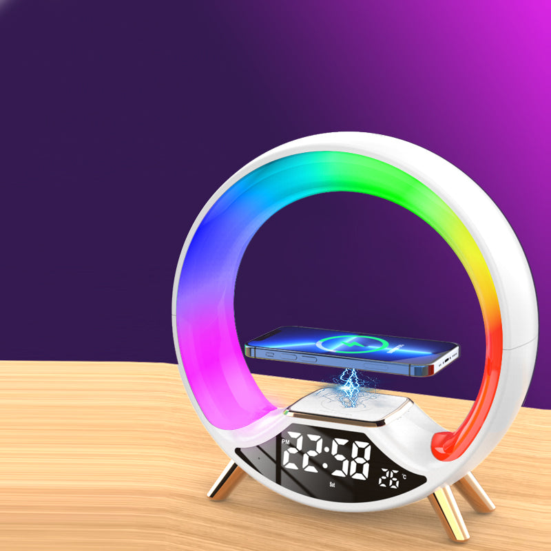 RGB Bedside Lamp with Bluetooth Speaker, Wireless Charger & Sunrise Alarm Clock