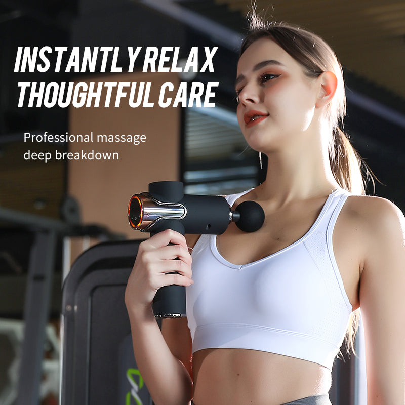 99-Speed Rechargeable Massage Gun with LCD Touch Screen and 4 Massage Heads