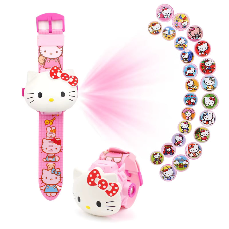 Children's Watches Cartoon Hero Frozen Spiderman Iron Man Captain America Hello Kitty Kids' Flip Projection Quartz Digital Wristwatch