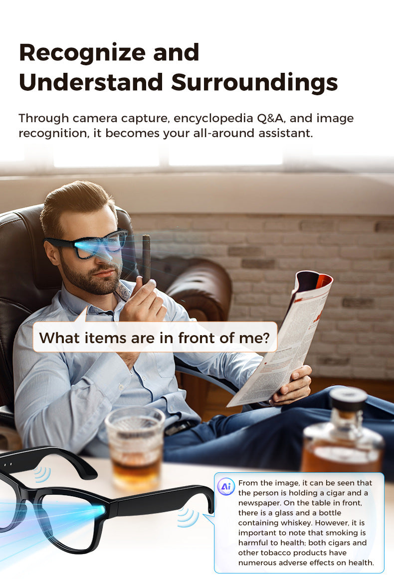 M02 Ultra AI Smart Glasses – 8MP Dual Camera, 32GB, ChatGPT, Real-Time Translation & IPX-5 | Two Lens Sets Included - Jackson’s Cool Stuff