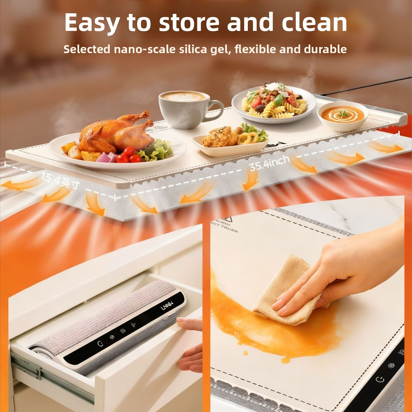 Folding Food Warmer Mat | Warming Tray | UK Plug