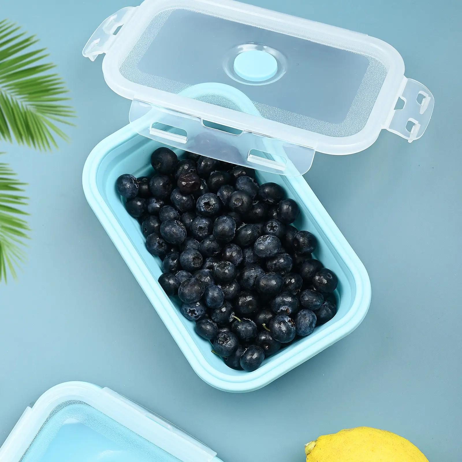Collapsible Silicone Lunch Box Set of 4 | Microwave Safe Food Containers with Plastic Lids - Jackson’s Cool Stuff