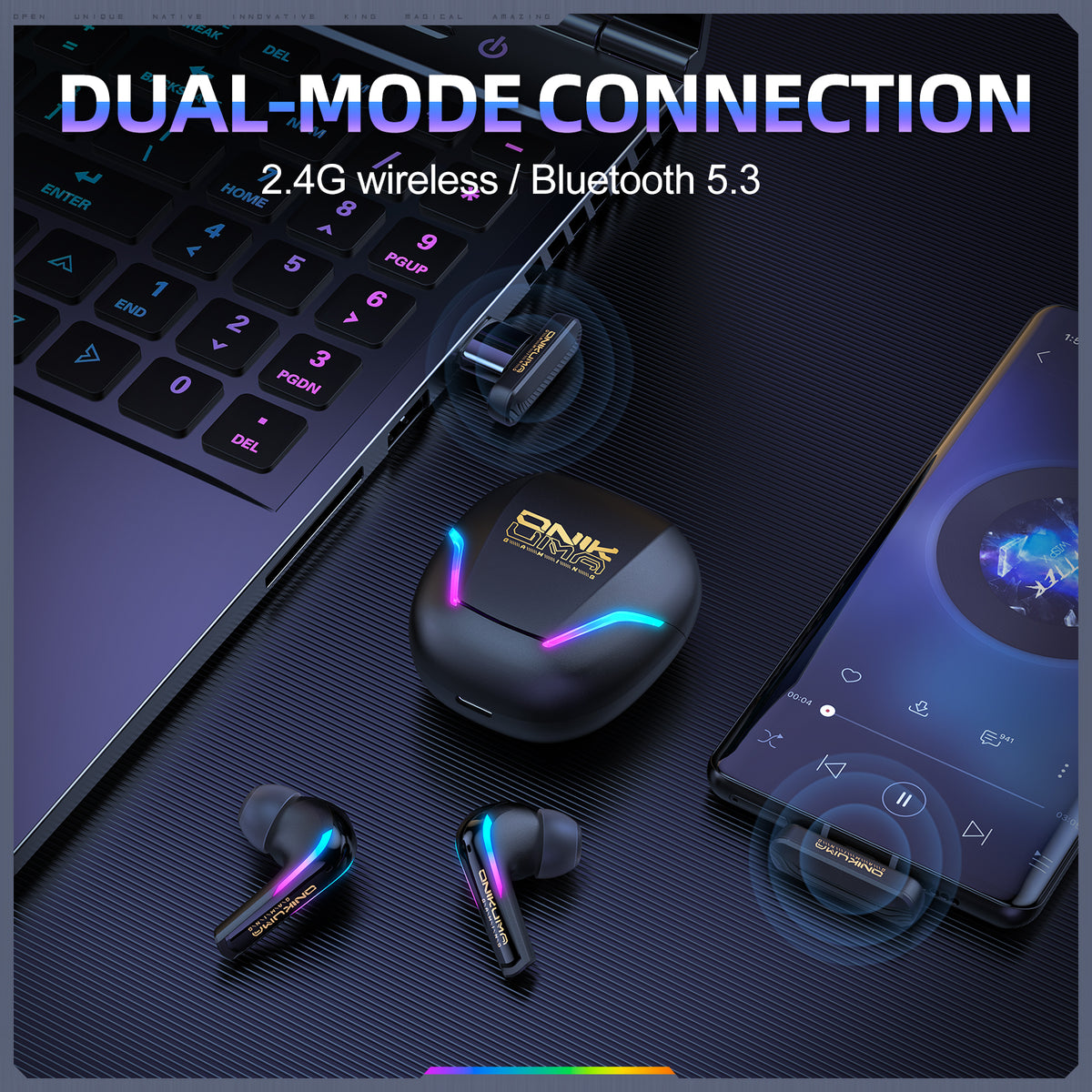ONIKUMA T27 TWS 2.4G Wireless Gaming Earbuds