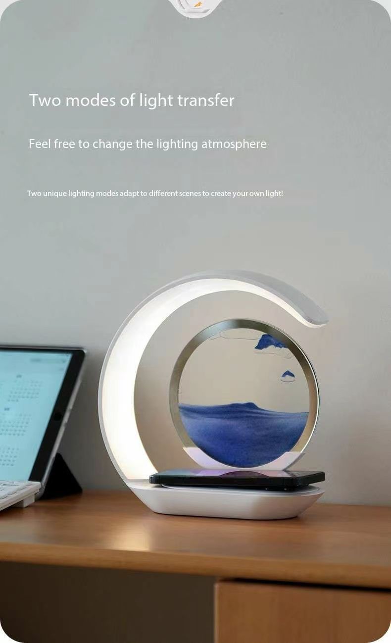 Smart Desk Lamp with Wireless Phone Charging & Quicksand Art | LED Night Light