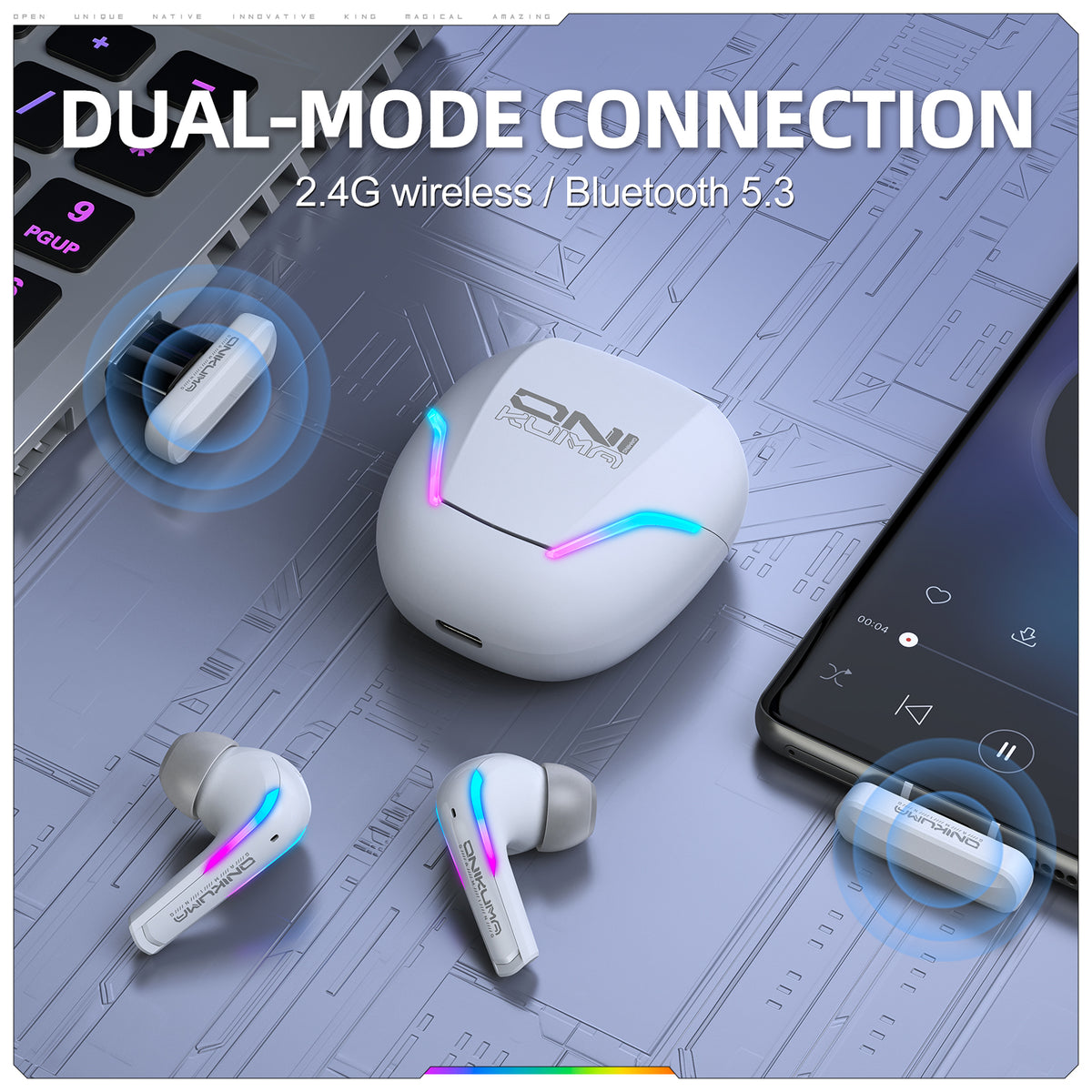 ONIKUMA T27 TWS 2.4G Wireless Gaming Earbuds