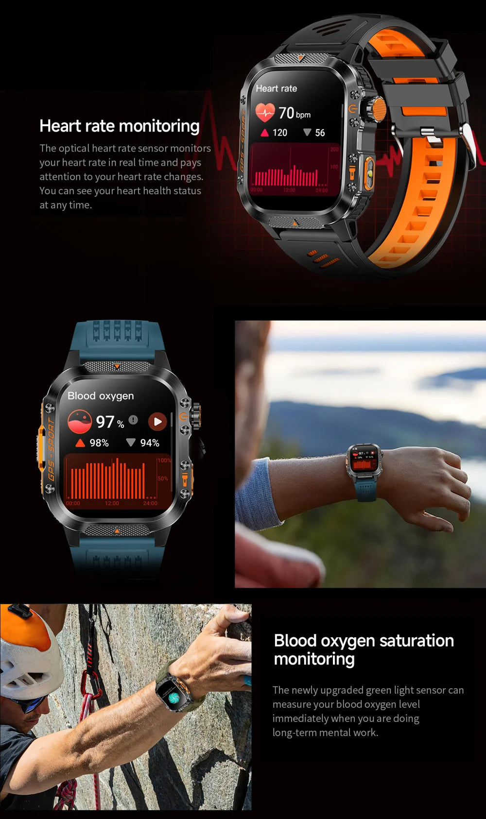 HT36 GPS Smartwatch with LED Flashlight & Bluetooth Calling