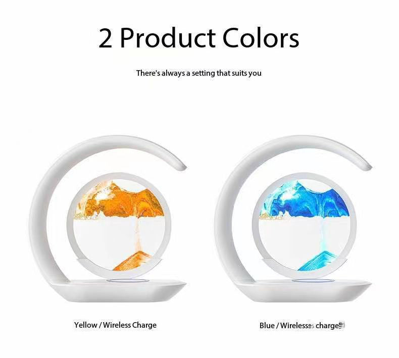 Smart Desk Lamp with Wireless Phone Charging & Quicksand Art | LED Night Light