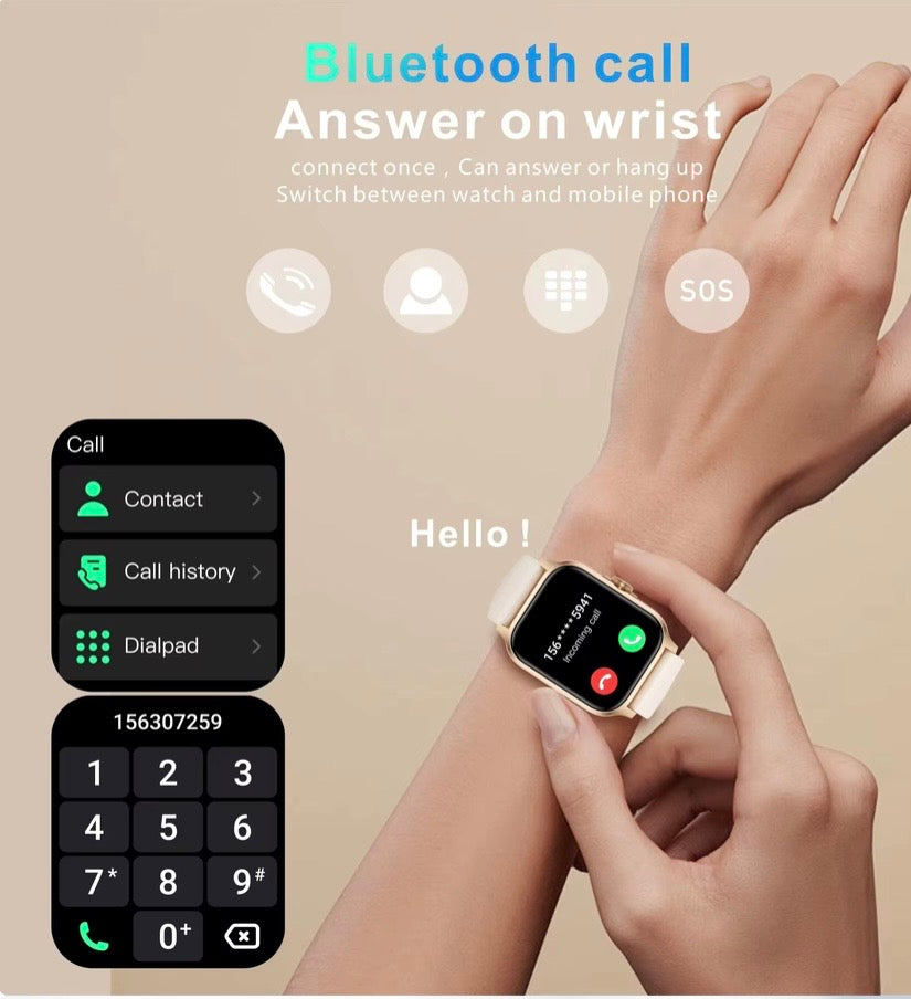 QX15 Smartwatch – Sport, Call, Voice Assistant, Hi-Fi Music & Body Temperature, Heart Rate