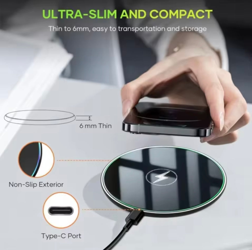 Desktop Wireless Fast Charger LED Light Pad For iPhone AirPods Watch Samsung