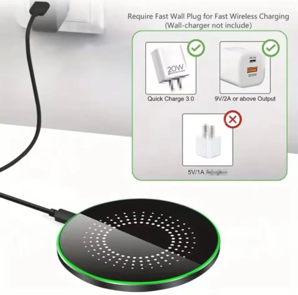 Desktop Wireless Fast Charger LED Light Pad For iPhone AirPods Watch Samsung