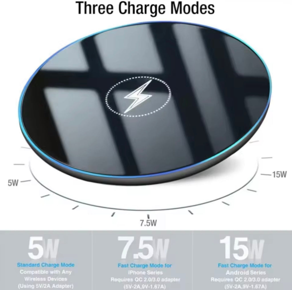 Desktop Wireless Fast Charger LED Light Pad For iPhone AirPods Watch Samsung
