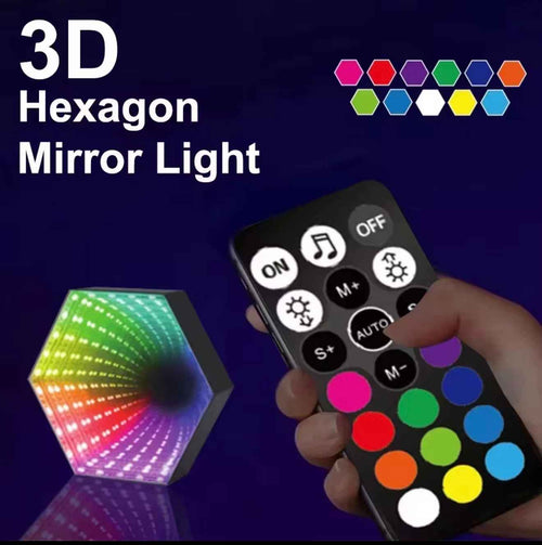 3D Hexagonal LED Infinity Mirror Light – Gaming Room Wall Mount & Desk Tunnel Effect
