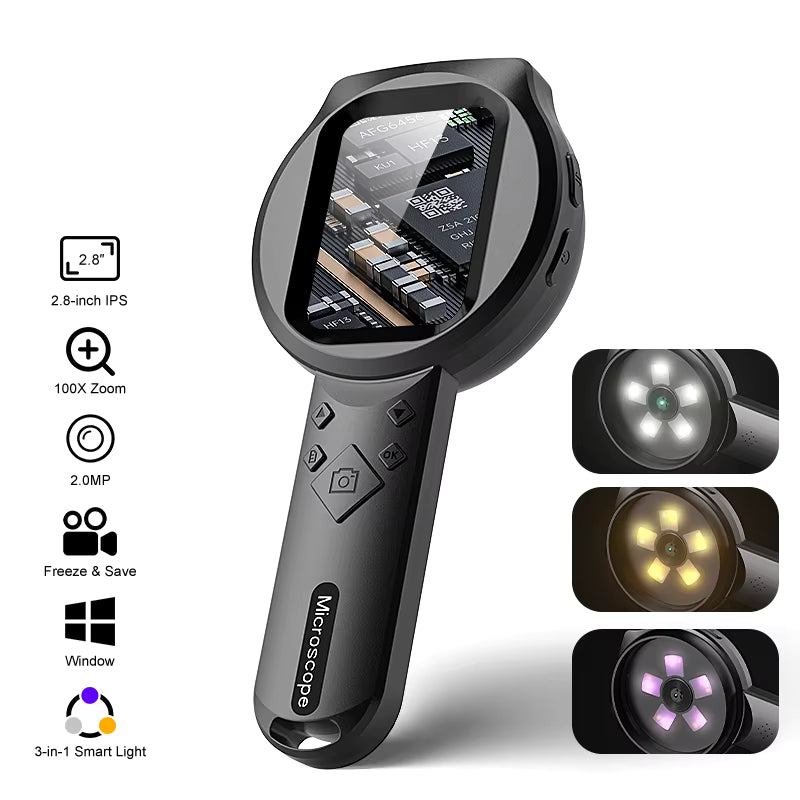 100X Portable Digital Magnifier 1080P HD Microscope | 2.8" IPS Screen | Electronics & Jewellery Inspection