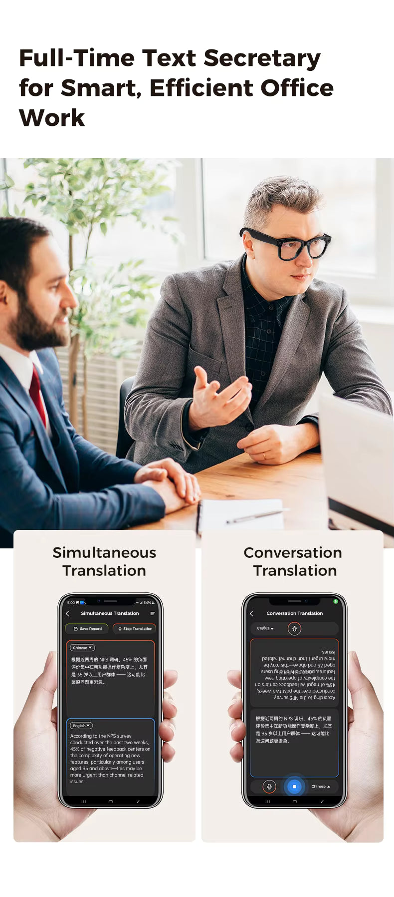 AI Smart Glasses 4K HD Camera Sunglasses WIFI BT Call Audio Record Translation