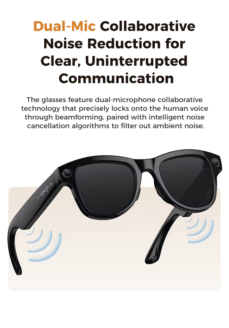 AI Smart Glasses 4K HD Camera Sunglasses WIFI BT Call Audio Record Translation