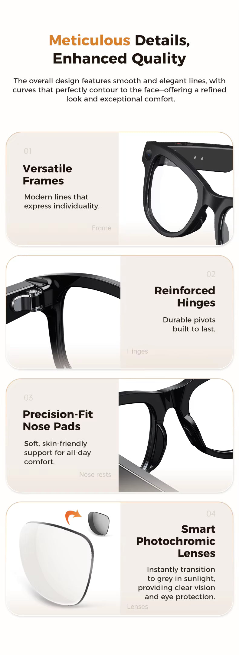 AI Smart Glasses 4K HD Camera Sunglasses WIFI BT Call Audio Record Translation