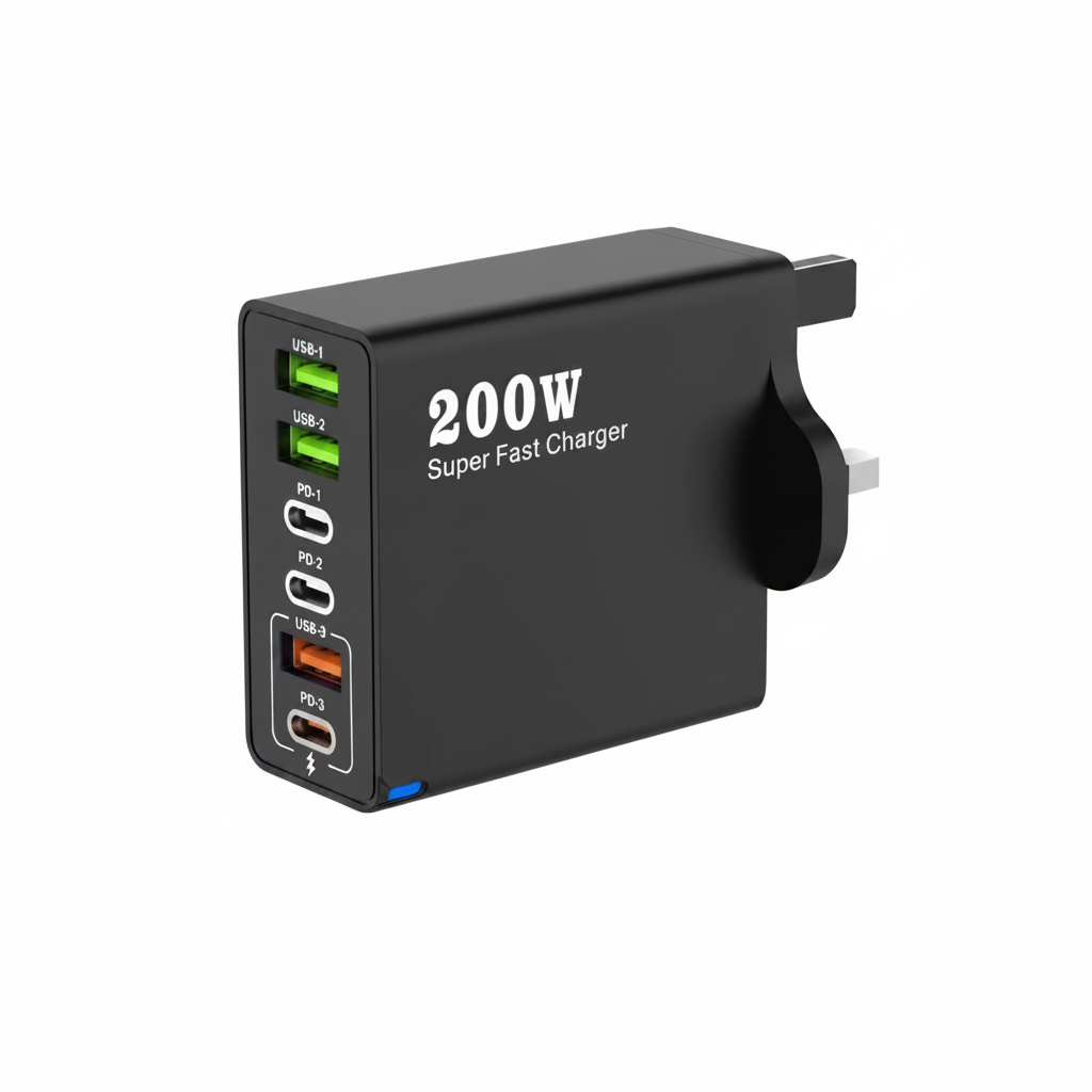 6-Port USB Charging Hub – 200W Fast Charger with USB-A & USB-C | UK Plug - Jackson’s Cool Stuff