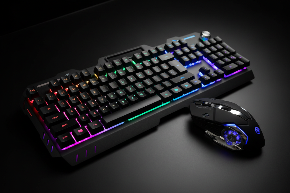 Black keyboard and black mouse RGB