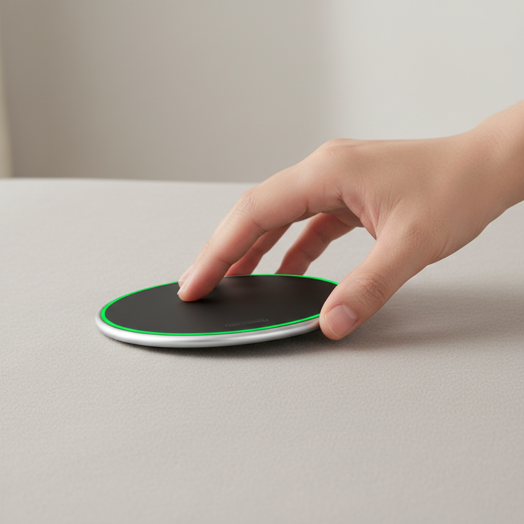 Clean black wireless charger lifestyle image