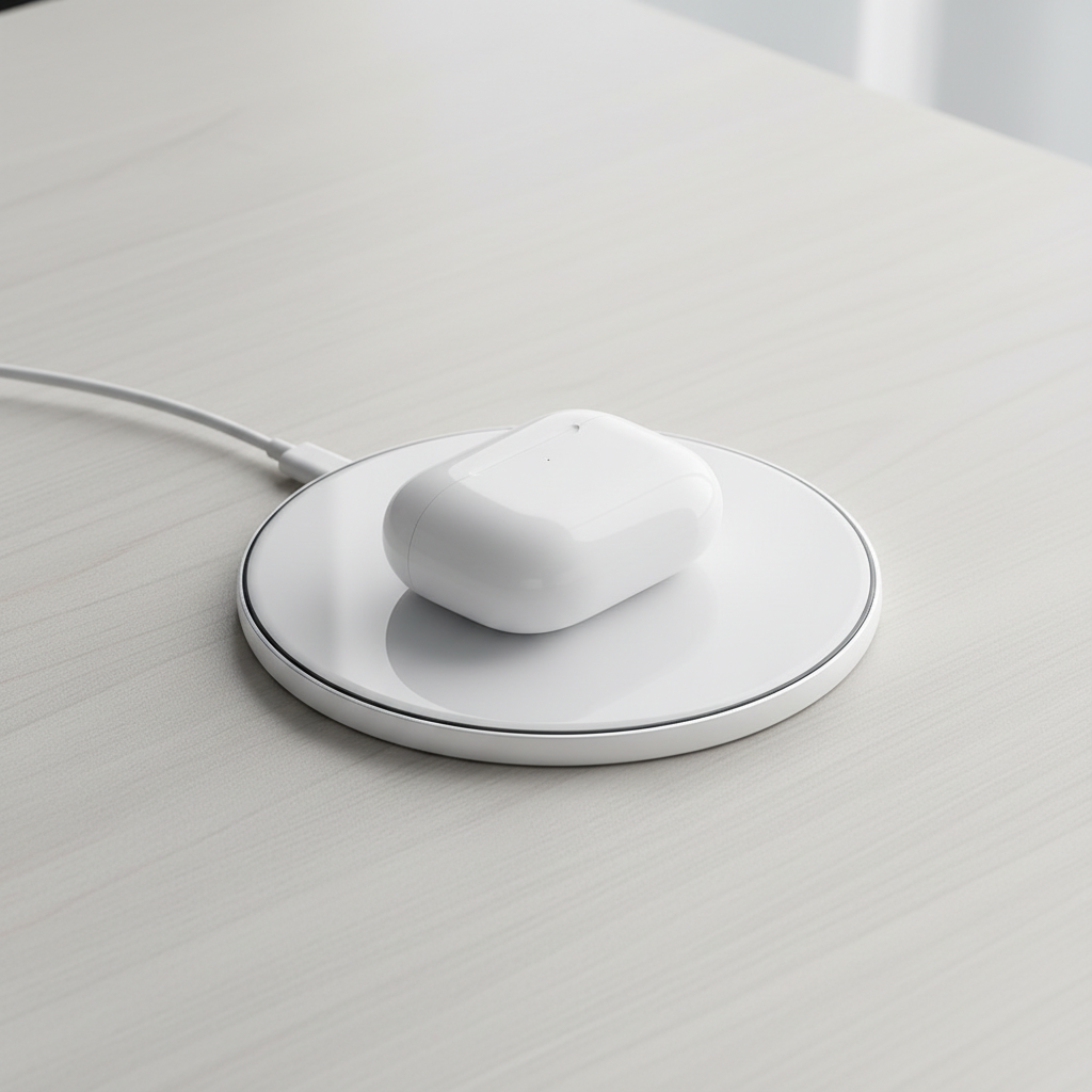 Clean Qi-compatible earbud charging image
