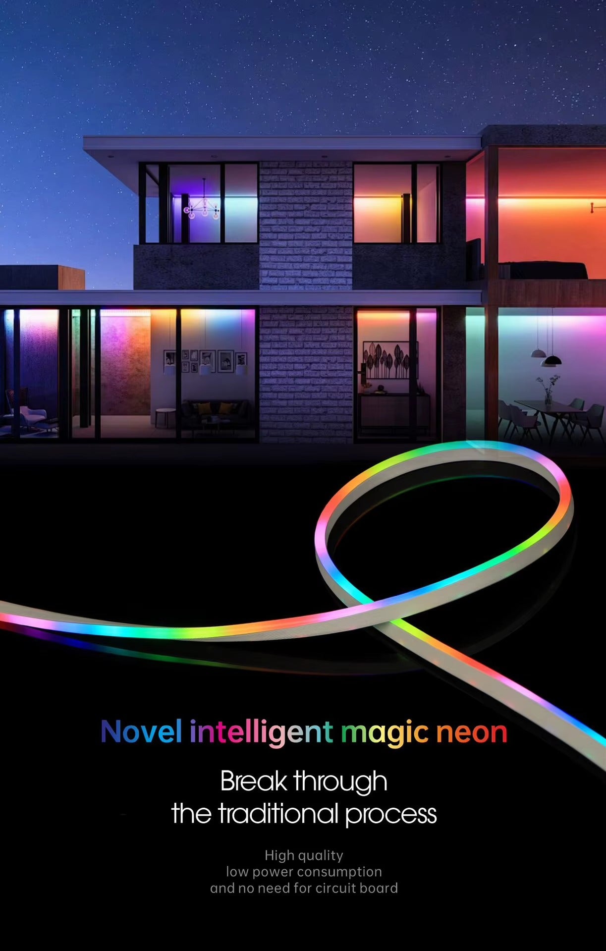 RGBIC LED PVC Neon Light Strip Kit – USB 5V, IP65 Waterproof, App Control