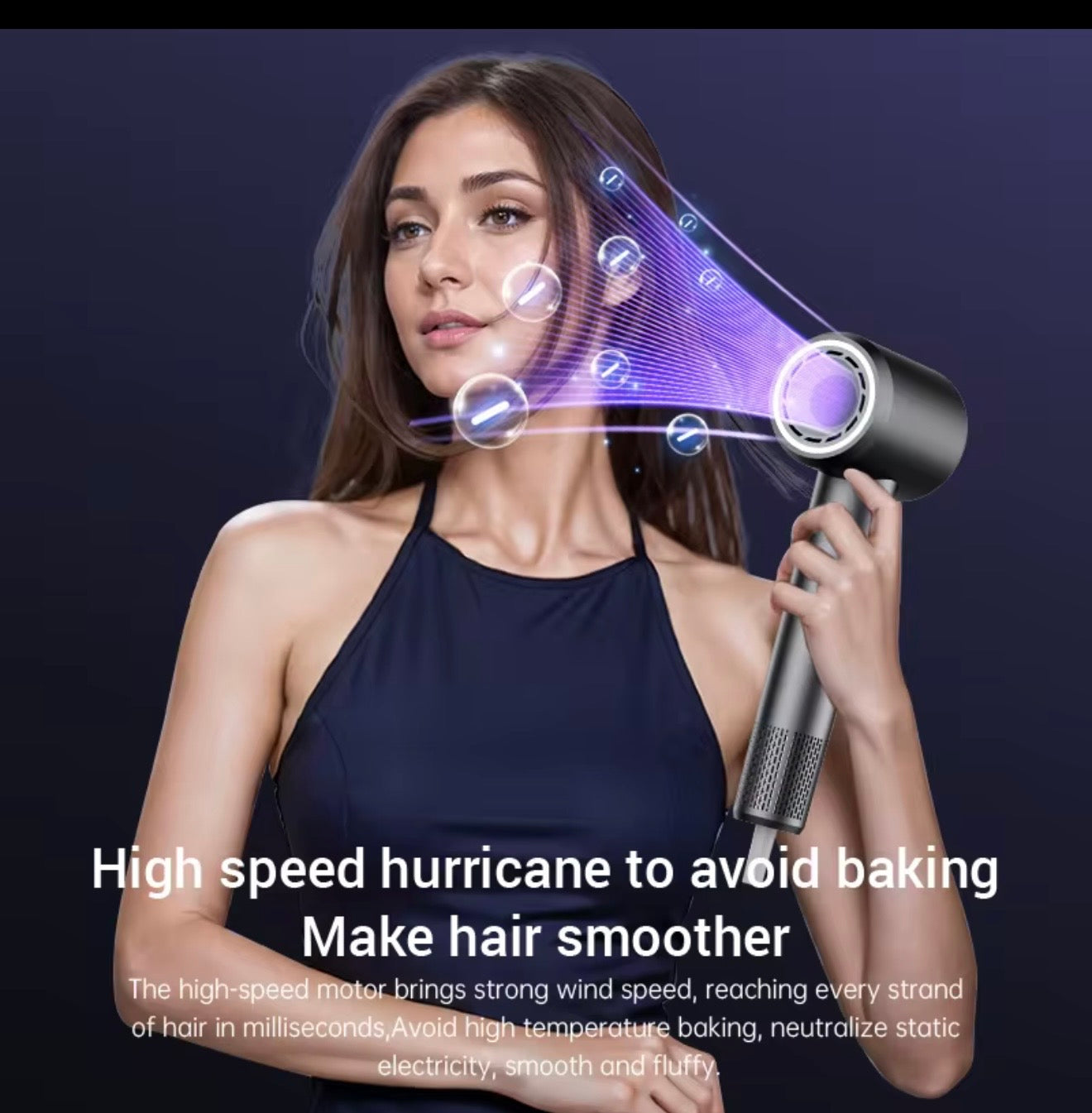 Ionic Hair Dryer With Diffuser And Colour LCD Display 1600W 110000rpm