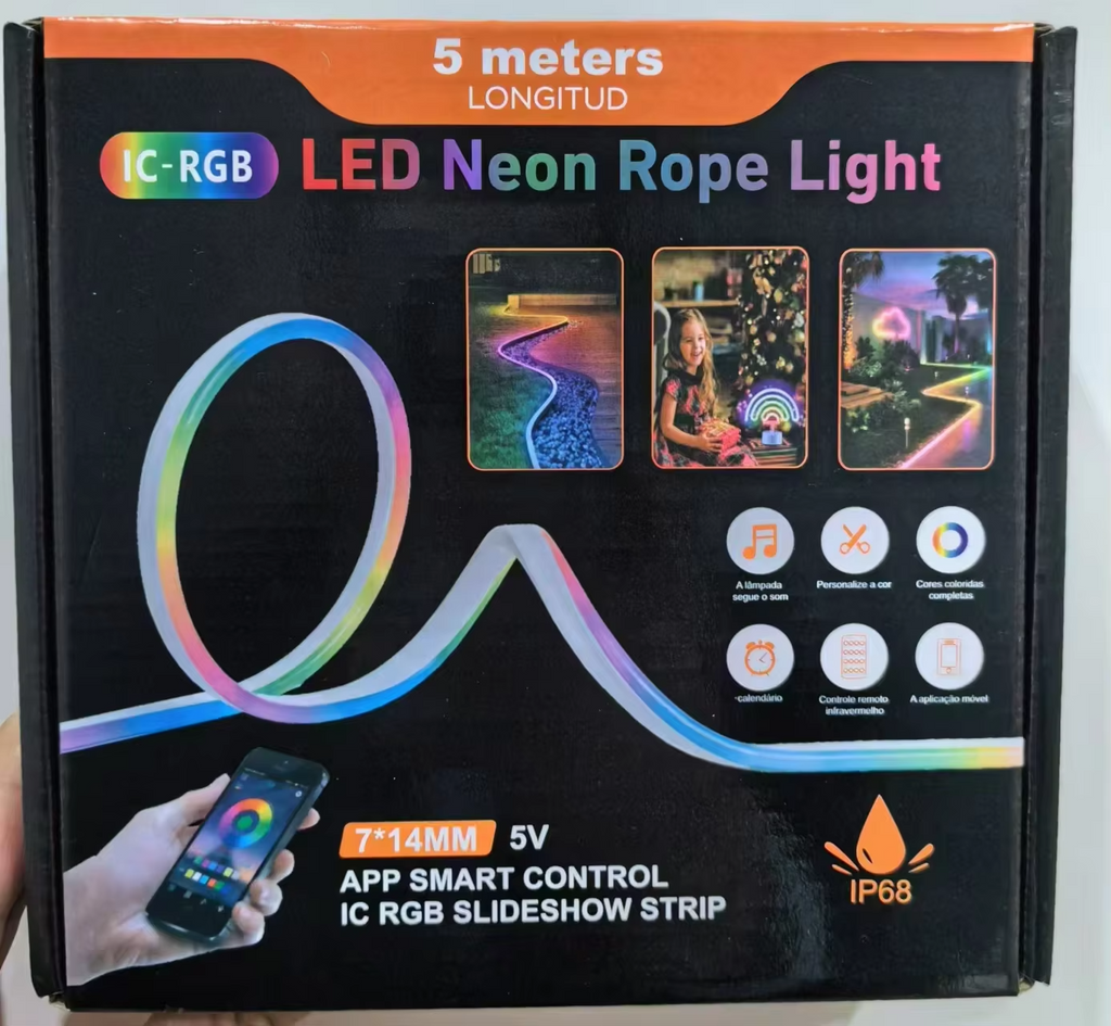 RGBIC LED PVC Neon Light Strip Kit – USB 5V, IP65 Waterproof, App Control